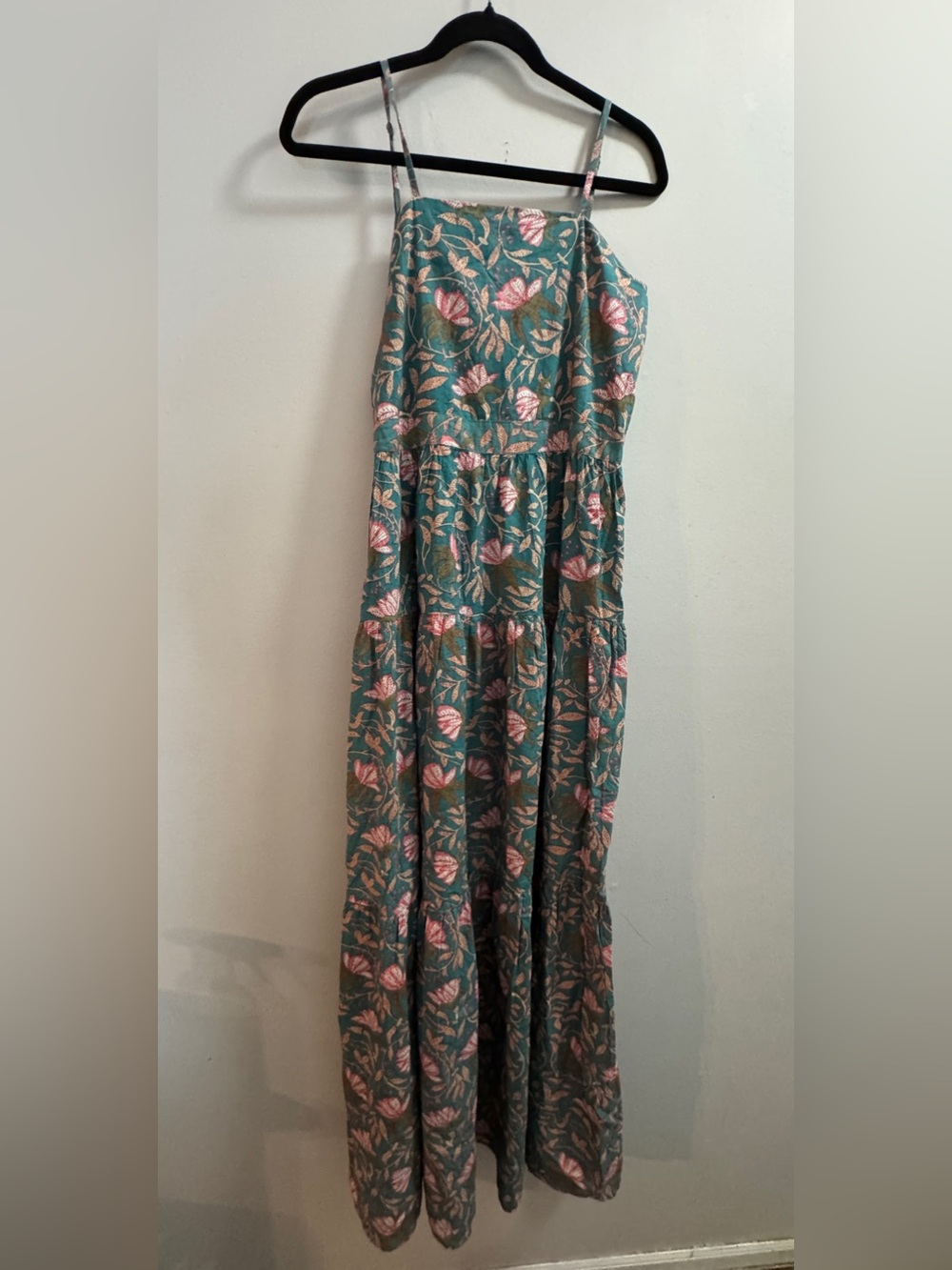 RAGA Teal Dress with Pink Floral Vine Print